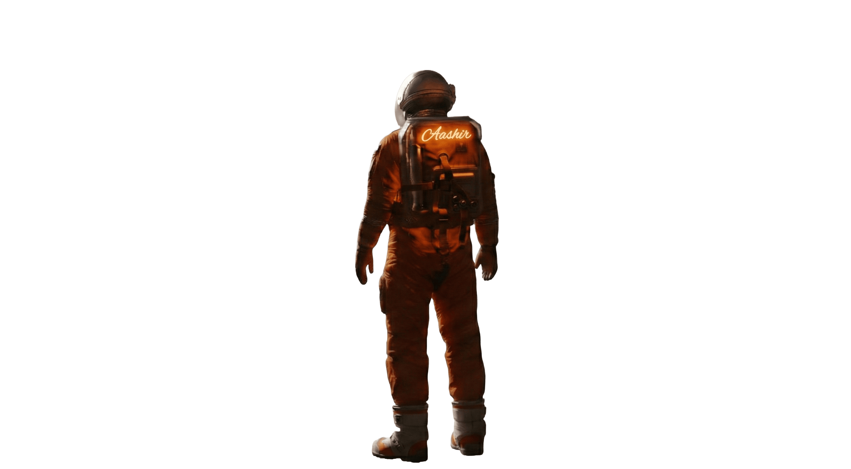 Astronaut in orange spacesuit